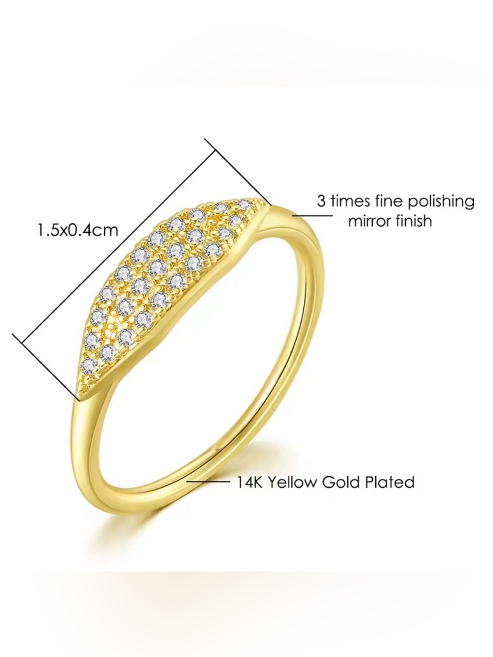 Gold Pavé Microstone  Ring - Elegant Yellow Gold Tone - Picture 4 of 5
